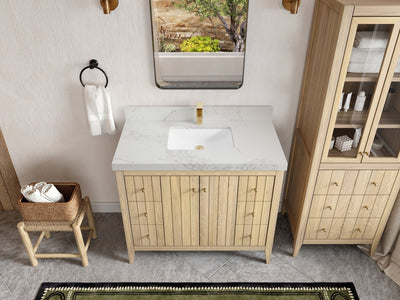 Atlanta White Oak 42 in. W x 22 in. D Single Sink Bathroom Vanity - Willow Bath and Vanity