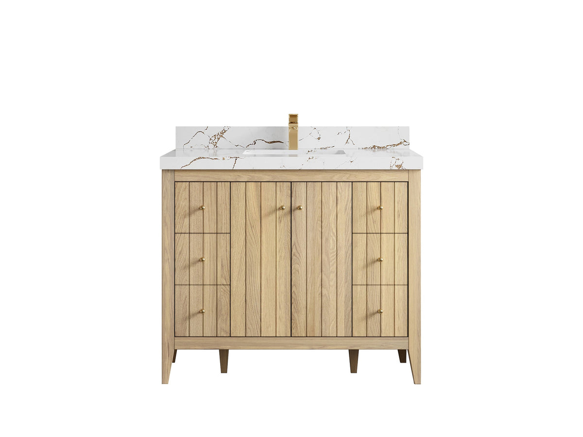 Atlanta White Oak 42 in. W x 22 in. D Single Sink Bathroom Vanity - Willow Bath and Vanity