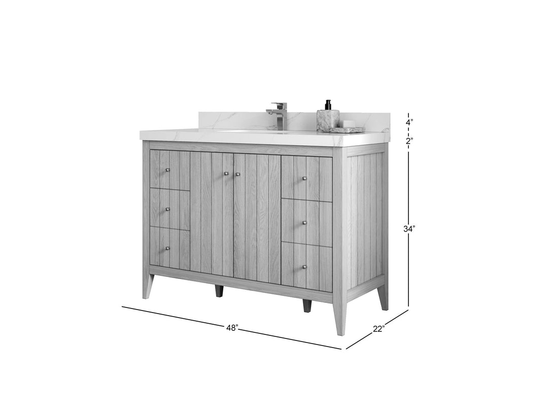 Atlanta White Oak 48 in. W x 22 in. D Single Sink Bathroom Vanity - Willow Bath and Vanity