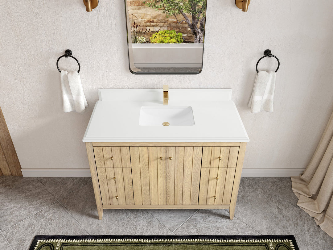 Atlanta White Oak 48 in. W x 22 in. D Single Sink Bathroom Vanity - Willow Bath and Vanity