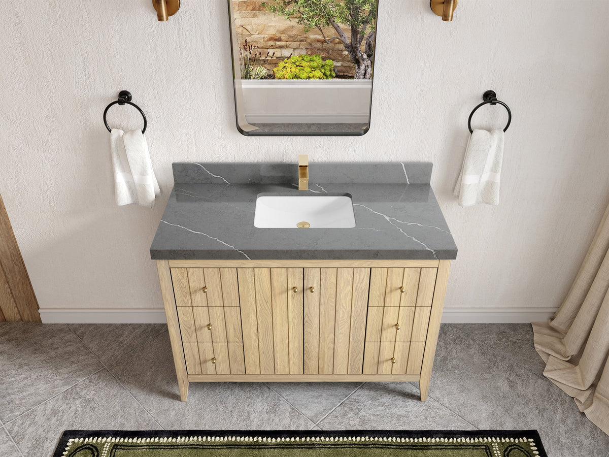 Atlanta White Oak 48 in. W x 22 in. D Single Sink Bathroom Vanity - Willow Bath and Vanity