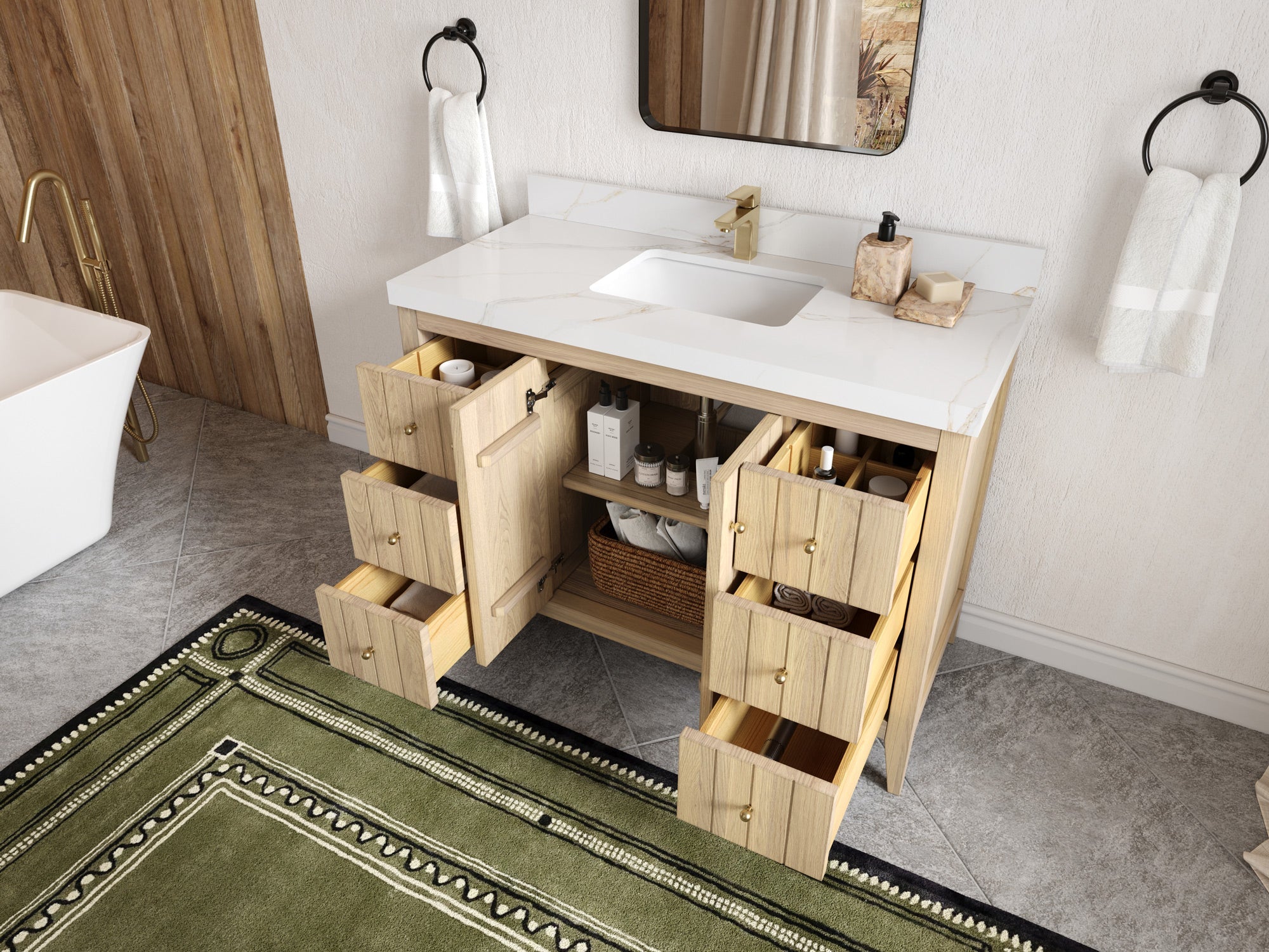 Atlanta White Oak 48 in. W x 22 in. D Single Sink Bathroom Vanity - Willow Bath and Vanity