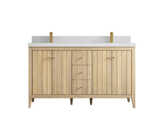Atlanta White Oak 60 in. W x 22 in. D Double Sink Bathroom Vanity - photo 1