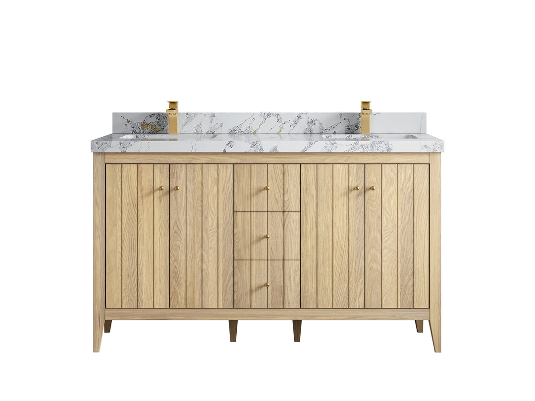 Atlanta White Oak 60 in. W x 22 in. D Double Sink Bathroom Vanity - Willow Bath and Vanity