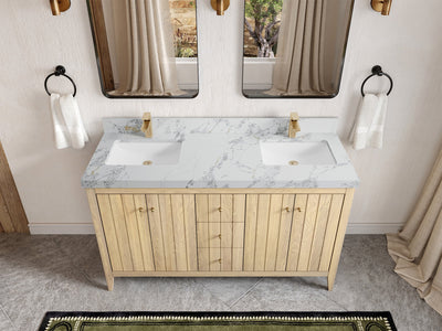 Atlanta White Oak 60 in. W x 22 in. D Double Sink Bathroom Vanity - Willow Bath and Vanity