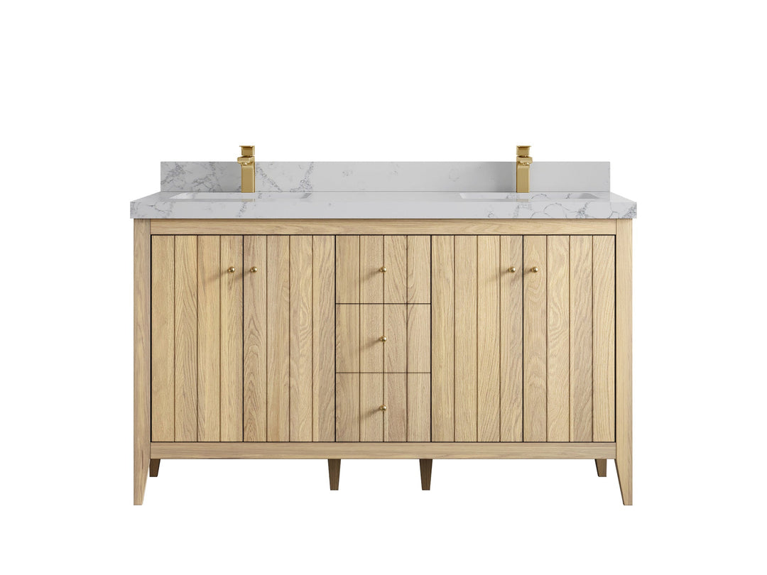 Atlanta White Oak 60 in. W x 22 in. D Double Sink Bathroom Vanity - Willow Bath and Vanity