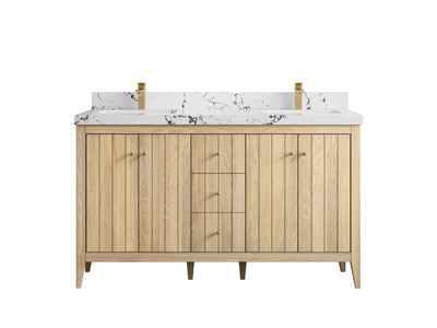 Atlanta White Oak 60 in. W x 22 in. D Double Sink Bathroom Vanity - Willow Bath and Vanity