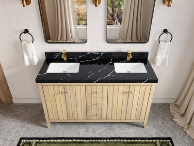 Atlanta White Oak 60 in. W x 22 in. D Double Sink Bathroom Vanity - Willow Bath and Vanity