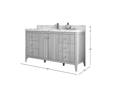 Atlanta White Oak 60 in. W x 22 in. D Single Sink Bathroom Vanity - Willow Bath and Vanity