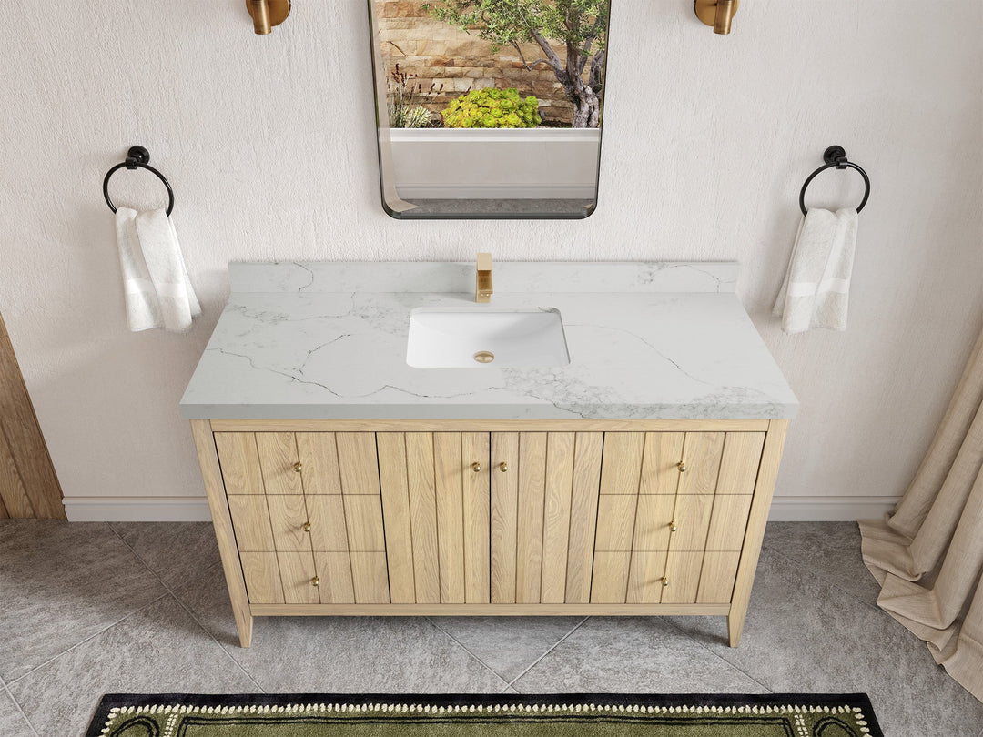 Atlanta White Oak 60 in. W x 22 in. D Single Sink Bathroom Vanity - Willow Bath and Vanity