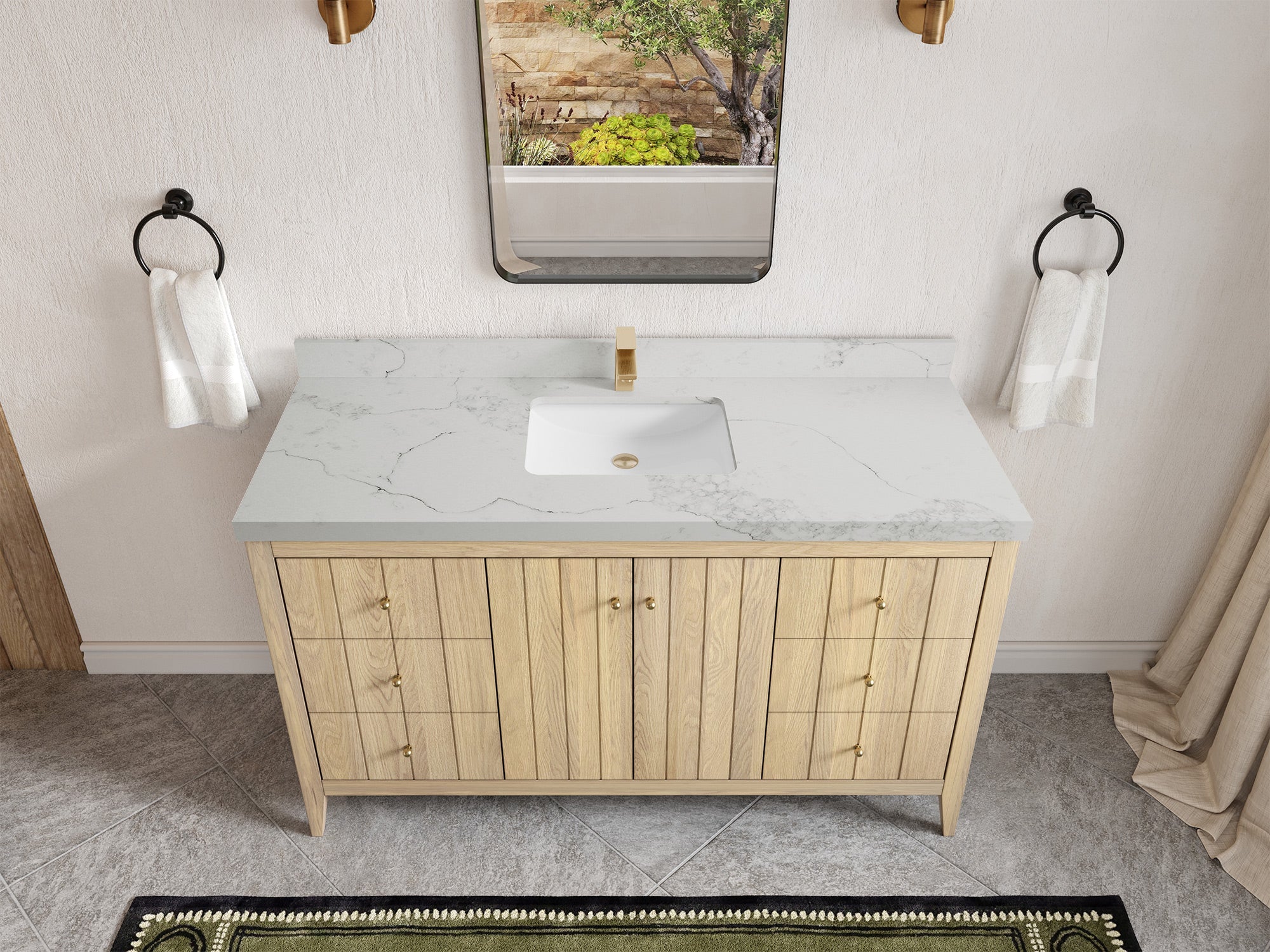 Atlanta White Oak 60 in. W x 22 in. D Single Sink Bathroom Vanity - Willow Bath and Vanity