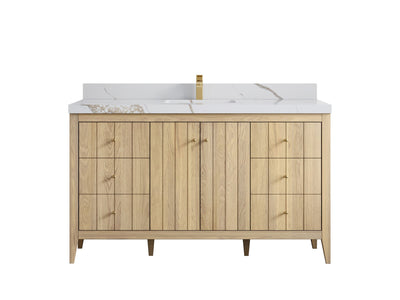 Atlanta White Oak 60 in. W x 22 in. D Single Sink Bathroom Vanity - Willow Bath and Vanity