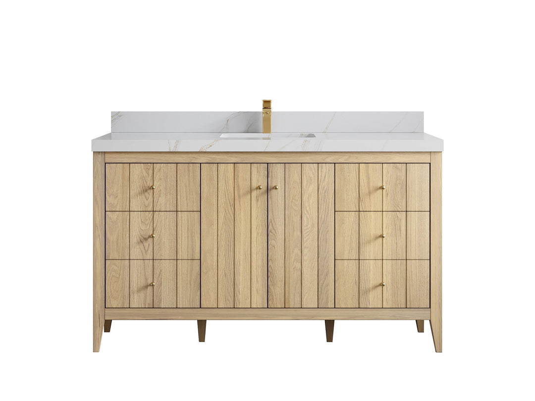 Atlanta White Oak 60 in. W x 22 in. D Single Sink Bathroom Vanity - Willow Bath and Vanity