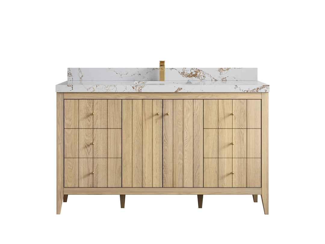 Atlanta White Oak 60 in. W x 22 in. D Single Sink Bathroom Vanity - Willow Bath and Vanity