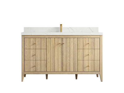 Atlanta White Oak 60 in. W x 22 in. D Single Sink Bathroom Vanity - Willow Bath and Vanity