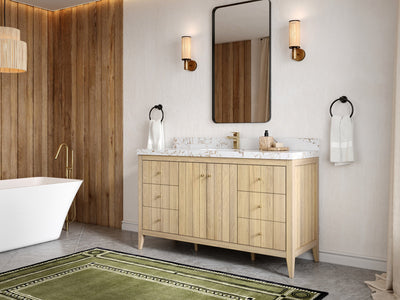 Atlanta White Oak 60 in. W x 22 in. D Single Sink Bathroom Vanity - Willow Bath and Vanity