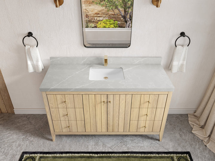 Atlanta White Oak 60 in. W x 22 in. D Single Sink Bathroom Vanity - photo 32