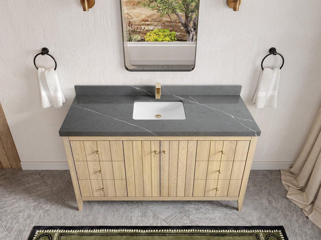Atlanta White Oak 60 in. W x 22 in. D Single Sink Bathroom Vanity - Willow Bath and Vanity