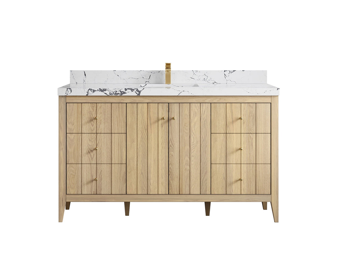 Atlanta White Oak 60 in. W x 22 in. D Single Sink Bathroom Vanity - Willow Bath and Vanity