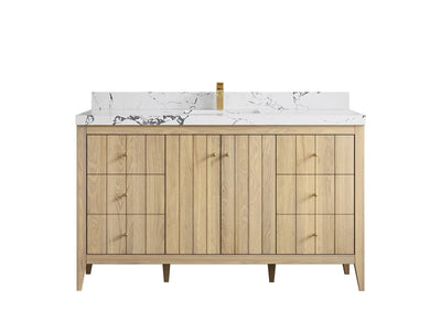 Atlanta White Oak 60 in. W x 22 in. D Single Sink Bathroom Vanity - Willow Bath and Vanity