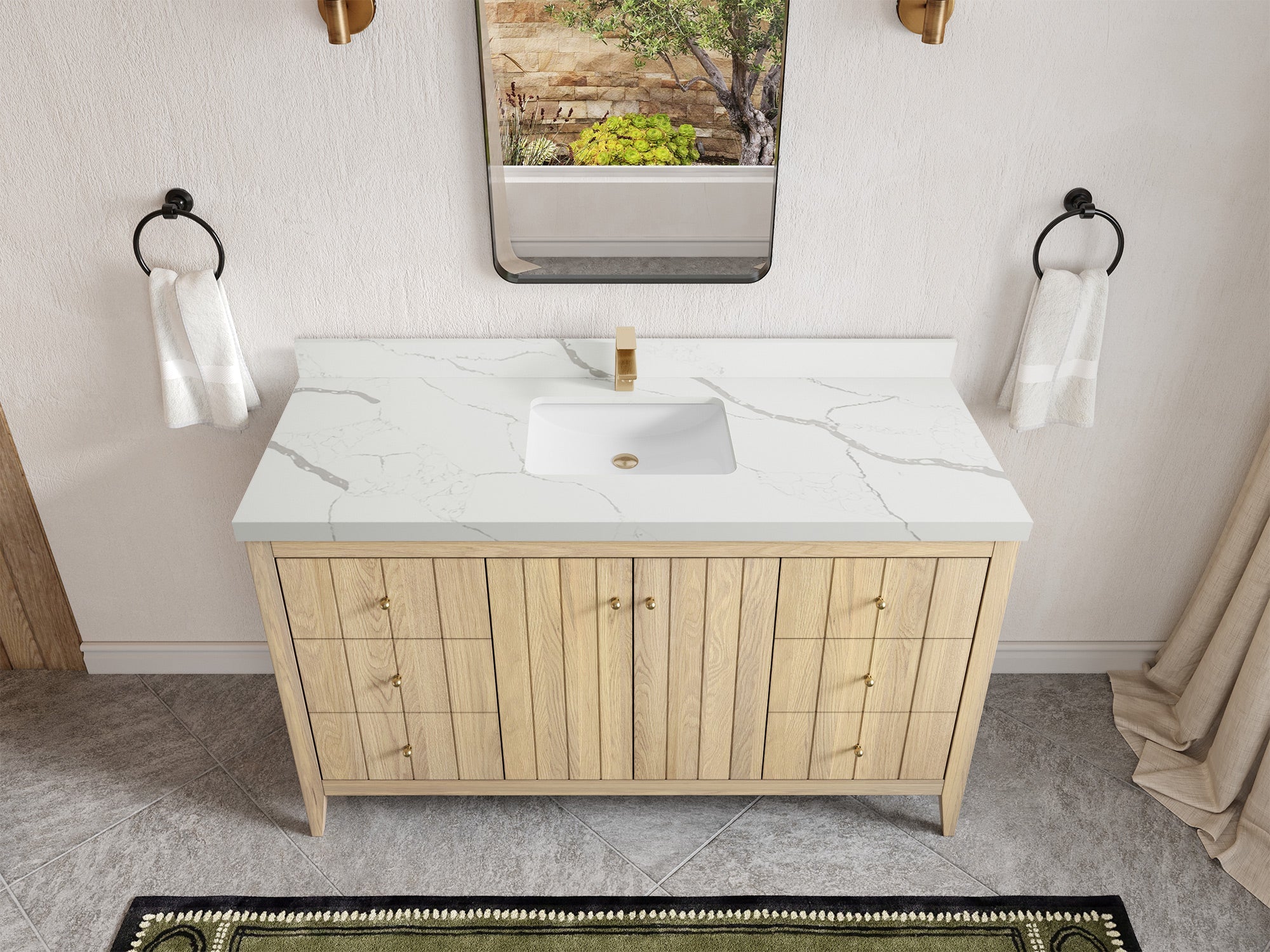 Atlanta White Oak 60 in. W x 22 in. D Single Sink Bathroom Vanity - Willow Bath and Vanity