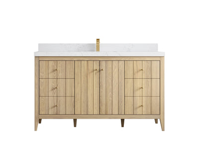 Atlanta White Oak 60 in. W x 22 in. D Single Sink Bathroom Vanity - Willow Bath and Vanity