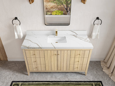 Atlanta White Oak 60 in. W x 22 in. D Single Sink Bathroom Vanity - Willow Bath and Vanity