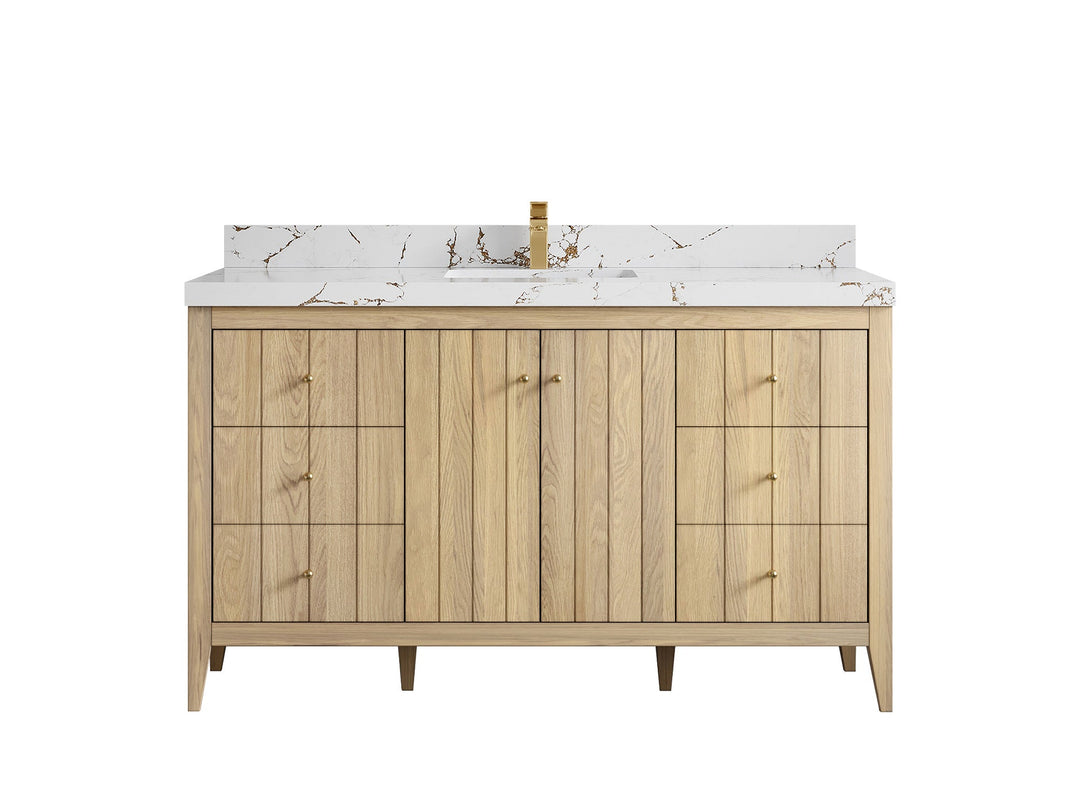 Atlanta White Oak 60 in. W x 22 in. D Single Sink Bathroom Vanity - Willow Bath and Vanity