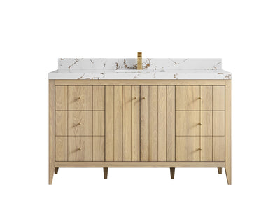 Atlanta White Oak 60 in. W x 22 in. D Single Sink Bathroom Vanity - Willow Bath and Vanity