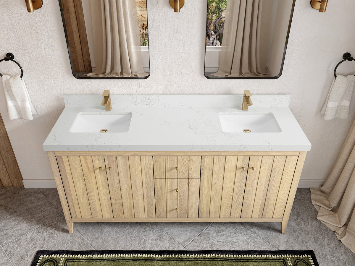Atlanta White Oak 72 in. W x 22 in. D Double Sink Bathroom Vanity - Willow Bath and Vanity