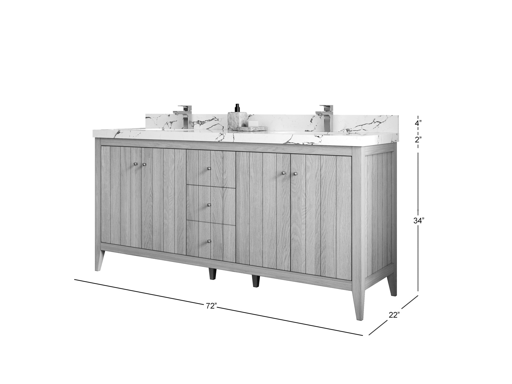 Atlanta White Oak 72 in. W x 22 in. D Double Sink Bathroom Vanity - Willow Bath and Vanity
