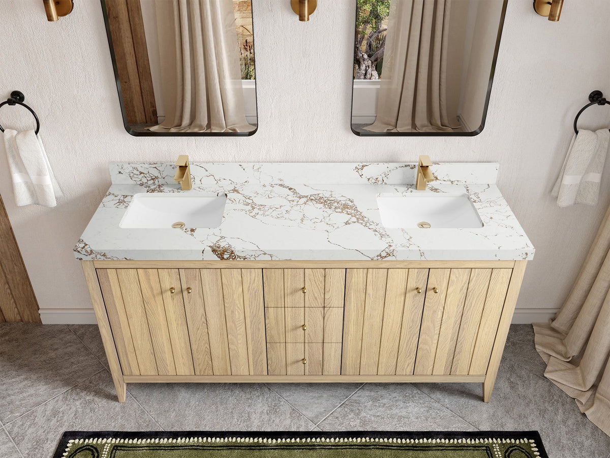 Atlanta White Oak 72 in. W x 22 in. D Double Sink Bathroom Vanity - Willow Bath and Vanity