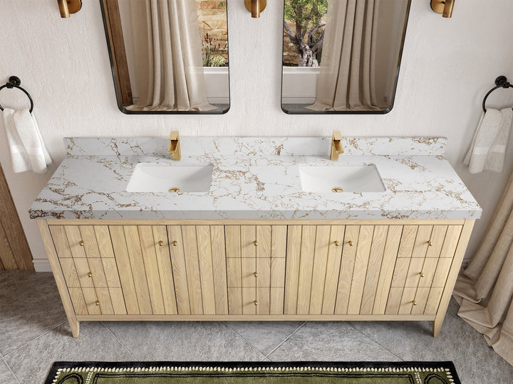 Atlanta White Oak 84 in. W x 22 in. D Double Sink Bathroom Vanity - photo 38