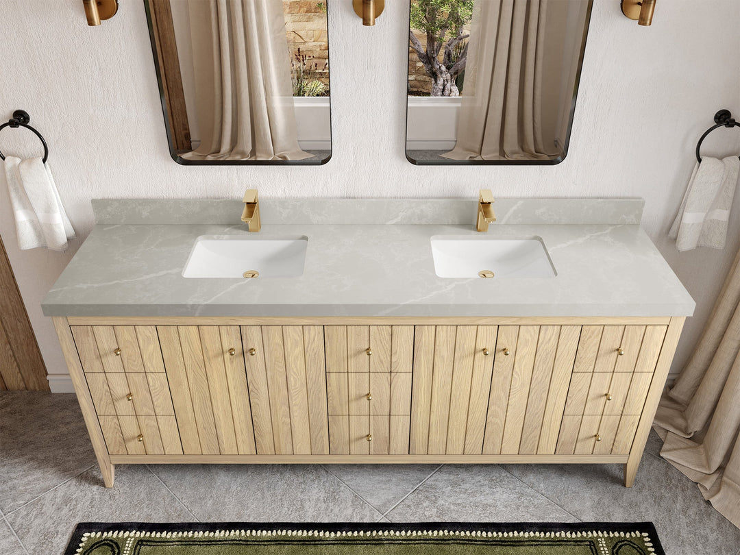 Atlanta White Oak 84 in. W x 22 in. D Double Sink Bathroom Vanity - Willow Bath and Vanity