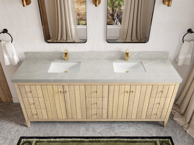 Atlanta White Oak 84 in. W x 22 in. D Double Sink Bathroom Vanity - Willow Bath and Vanity