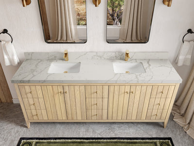 Atlanta White Oak 84 in. W x 22 in. D Double Sink Bathroom Vanity - Willow Bath and Vanity