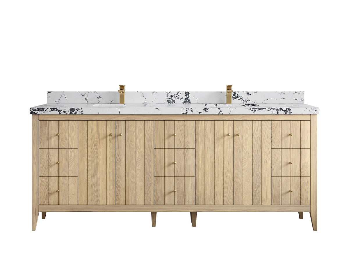 Atlanta White Oak 84 in. W x 22 in. D Double Sink Bathroom Vanity - Willow Bath and Vanity