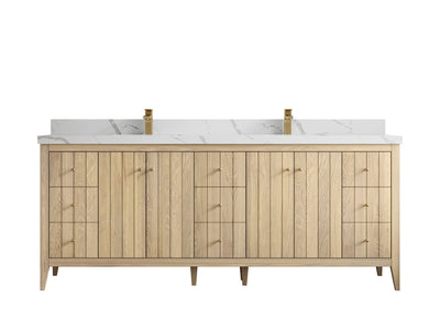 Atlanta White Oak 84 in. W x 22 in. D Double Sink Bathroom Vanity - Willow Bath and Vanity