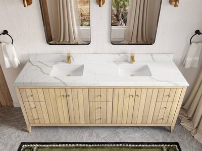 Atlanta White Oak 84 in. W x 22 in. D Double Sink Bathroom Vanity - Willow Bath and Vanity