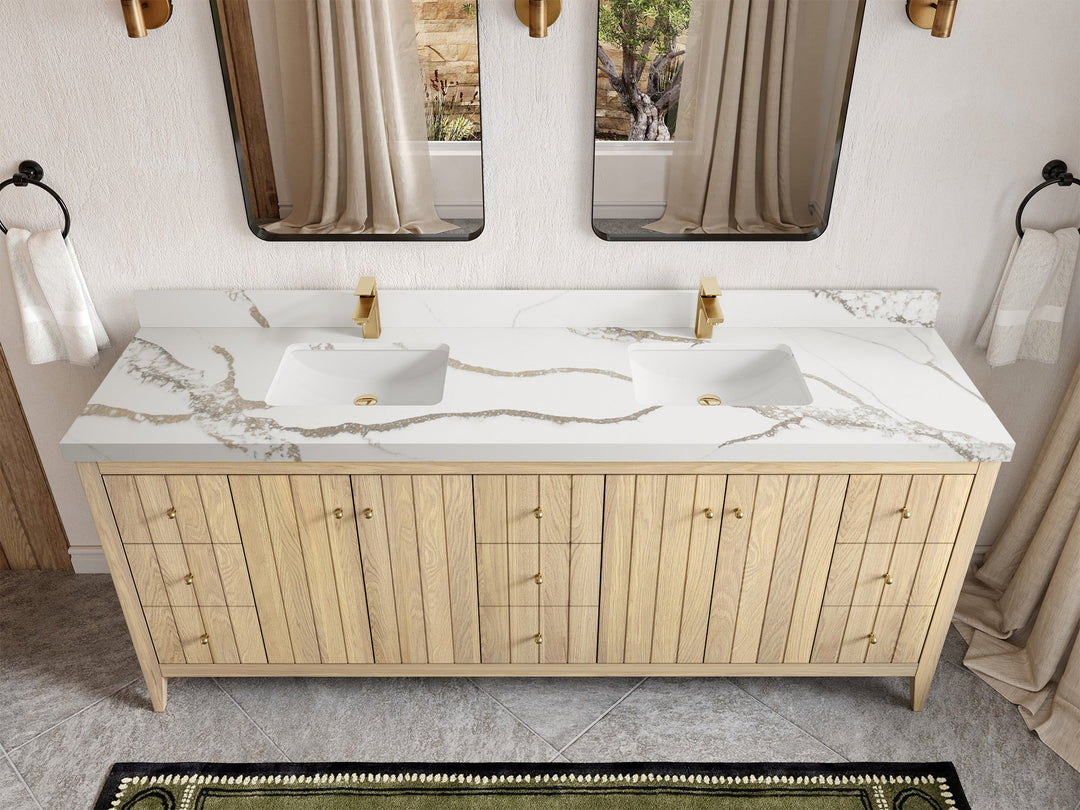 Atlanta White Oak 84 in. W x 22 in. D Double Sink Bathroom Vanity - Willow Bath and Vanity