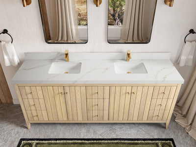 Atlanta White Oak 84 in. W x 22 in. D Double Sink Bathroom Vanity - Willow Bath and Vanity