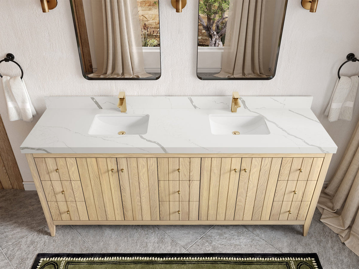 Atlanta White Oak 84 in. W x 22 in. D Double Sink Bathroom Vanity - Willow Bath and Vanity