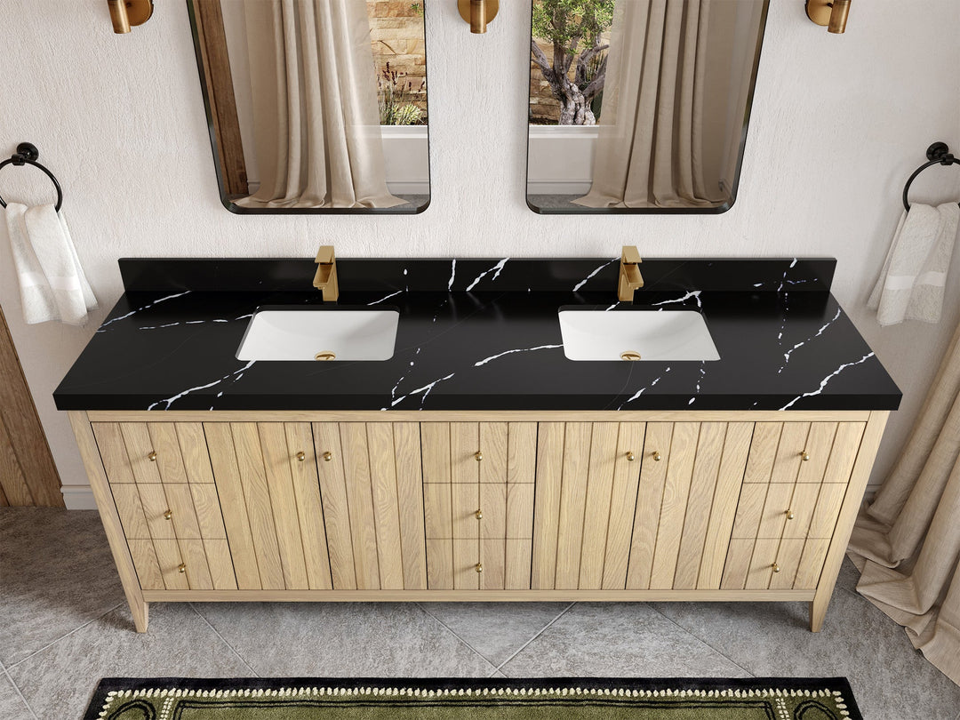 Atlanta White Oak 84 in. W x 22 in. D Double Sink Bathroom Vanity - Willow Bath and Vanity