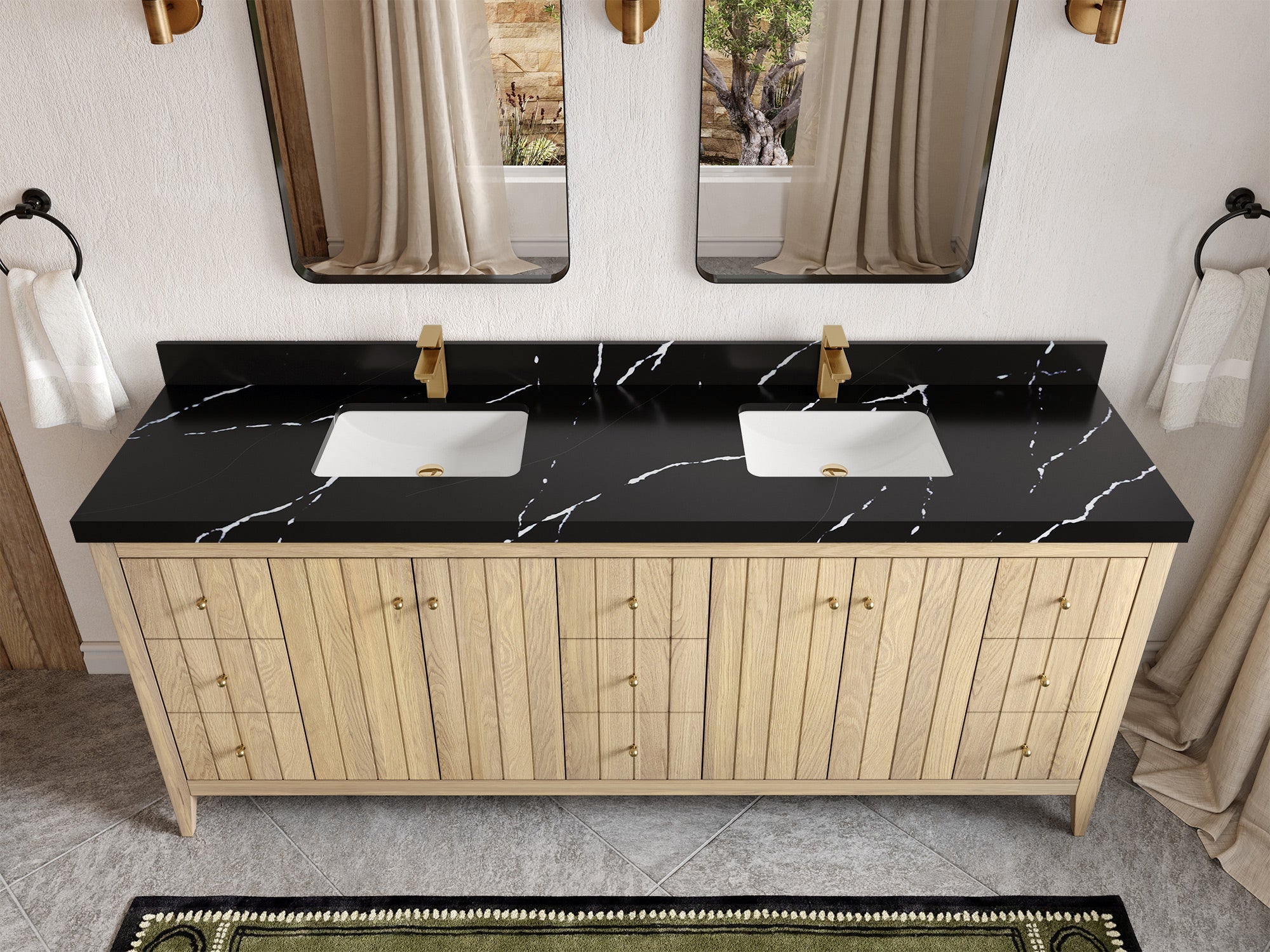 Atlanta White Oak 84 in. W x 22 in. D Double Sink Bathroom Vanity - Willow Bath and Vanity