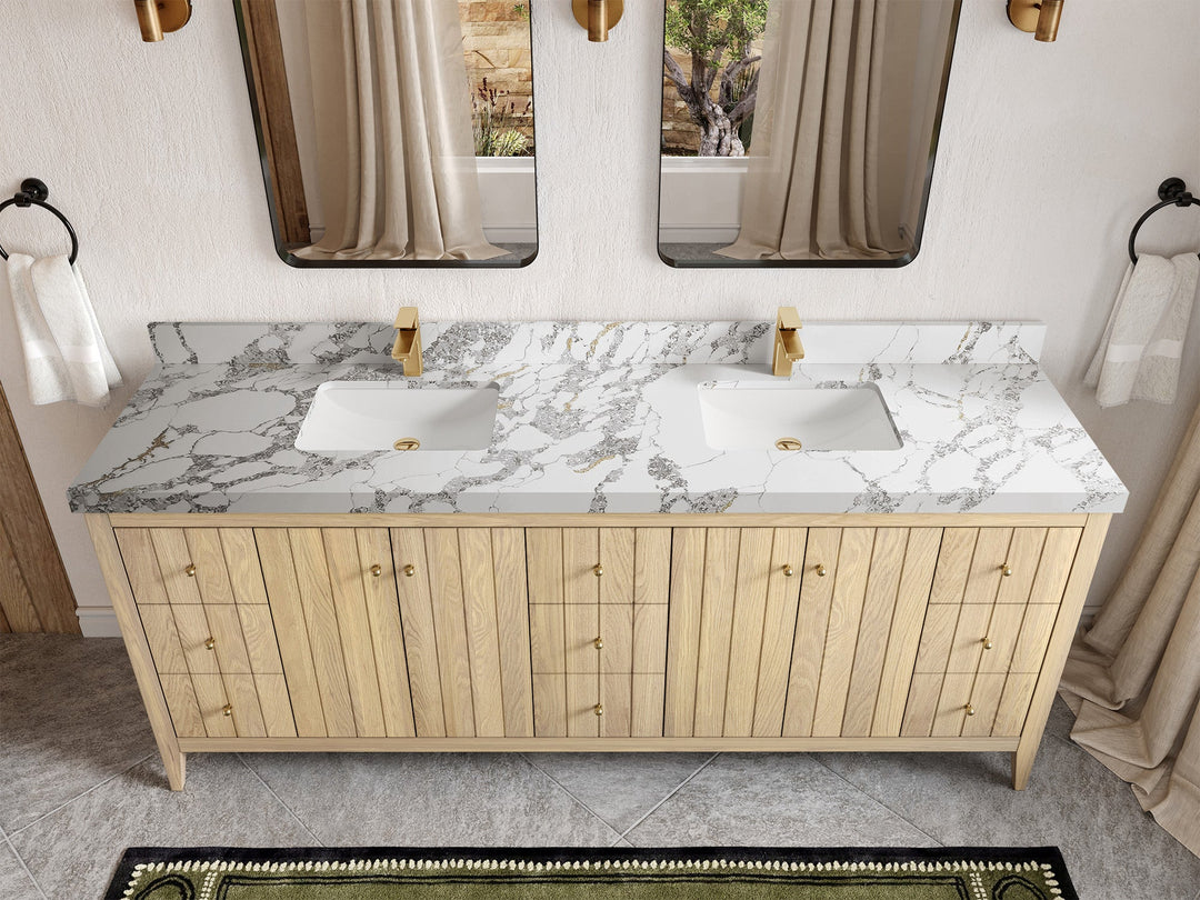 Atlanta White Oak 84 in. W x 22 in. D Double Sink Bathroom Vanity - Willow Bath and Vanity