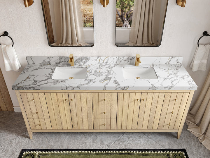 Atlanta White Oak 84 in. W x 22 in. D Double Sink Bathroom Vanity - photo 20