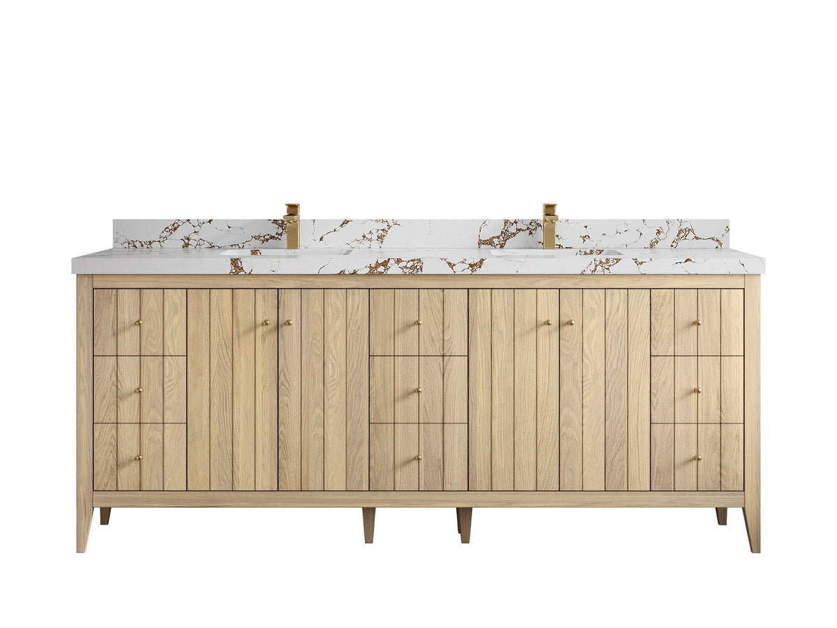 Atlanta White Oak 84 in. W x 22 in. D Double Sink Bathroom Vanity - Willow Bath and Vanity