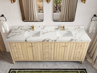 Atlanta White Oak 84 in. W x 22 in. D Double Sink Bathroom Vanity - Willow Bath and Vanity