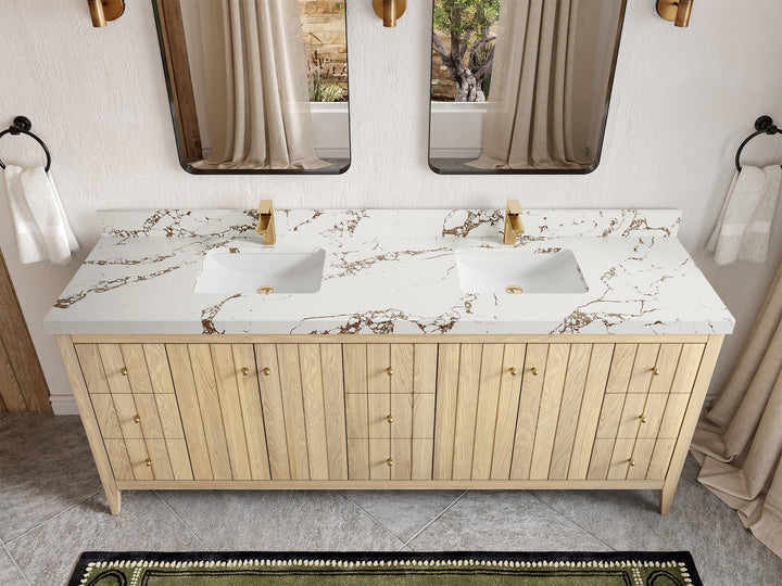 Atlanta White Oak 84 in. W x 22 in. D Double Sink Bathroom Vanity - photo 36
