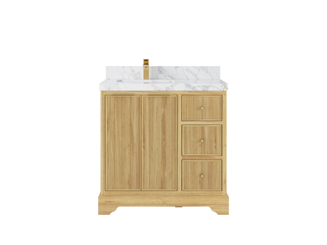 Austin Teak Wood 36 in. W x 22 in. D Left Offset Sink Bathroom Vanity - Willow Bath and Vanity